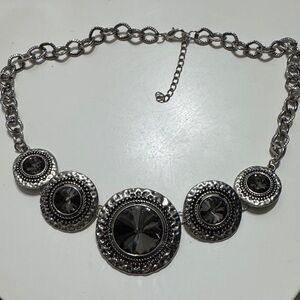 Statement necklace with Smokey grey gems